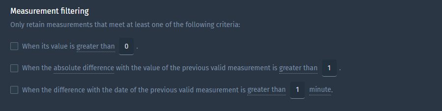 Measurement filters screenshot