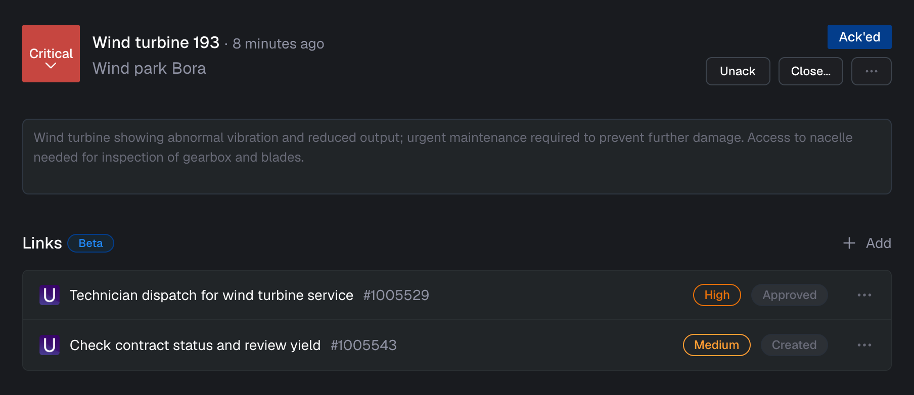 Using links on an alarms
