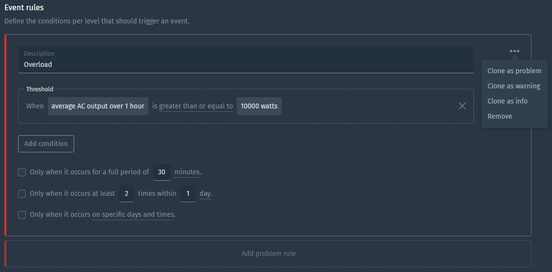 Clone trigger condition