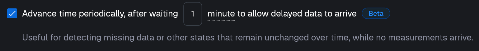 'Advance time periodically' setting in event trigger configuration