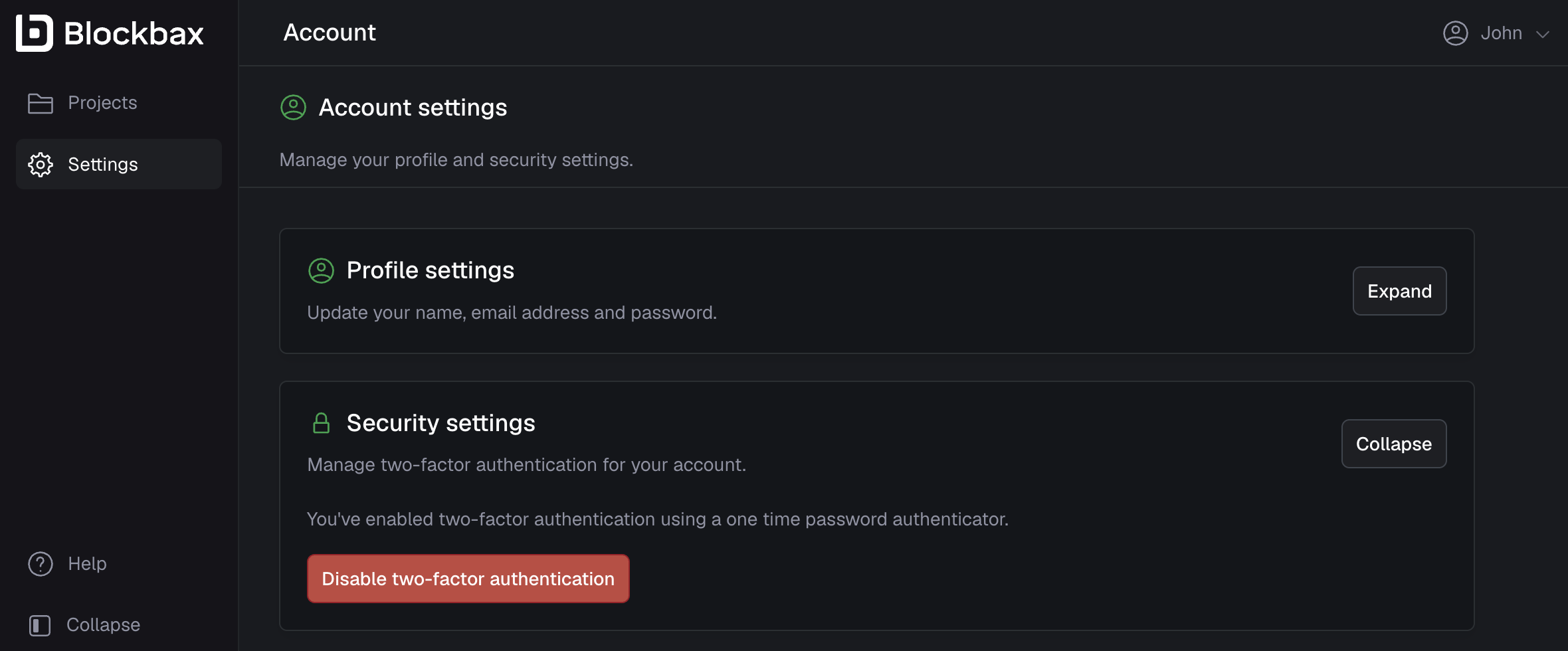 Security settings