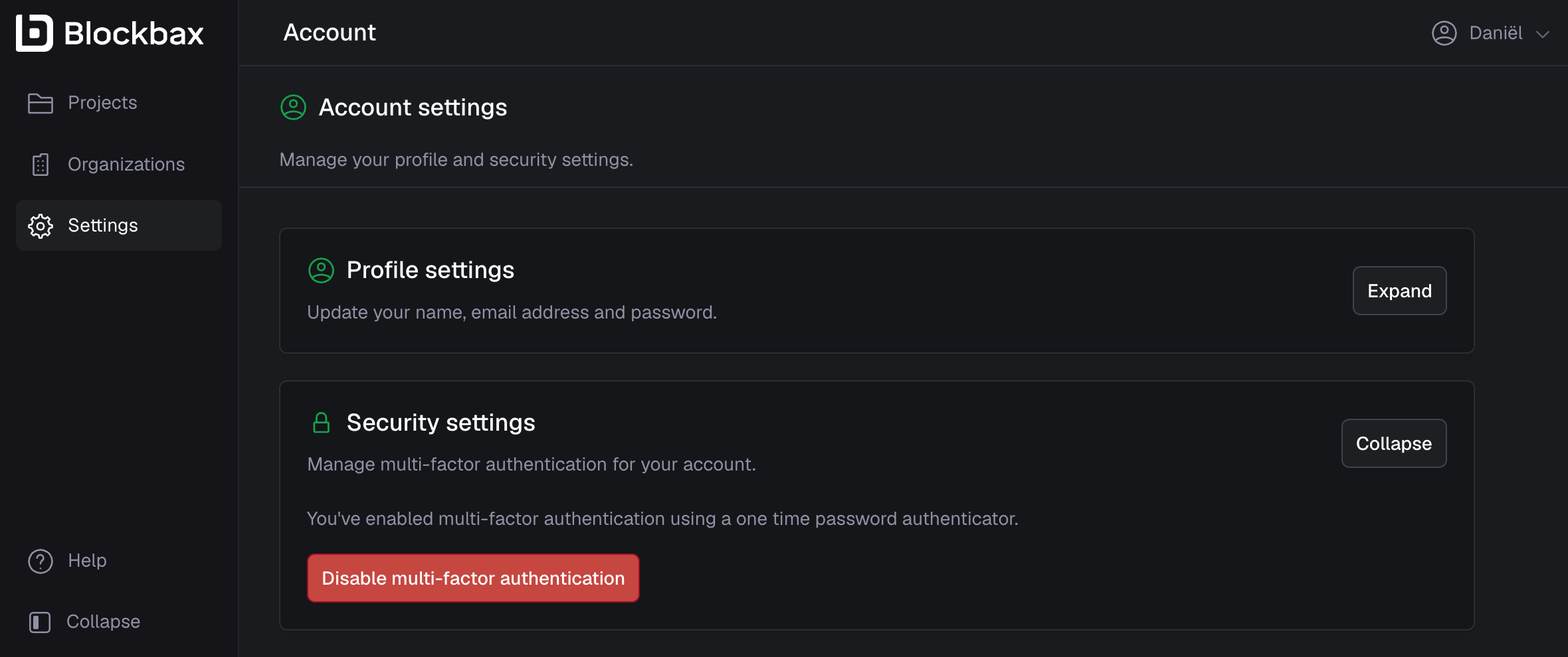 Security settings