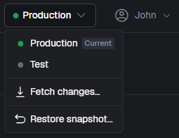 Switch environments in topbar