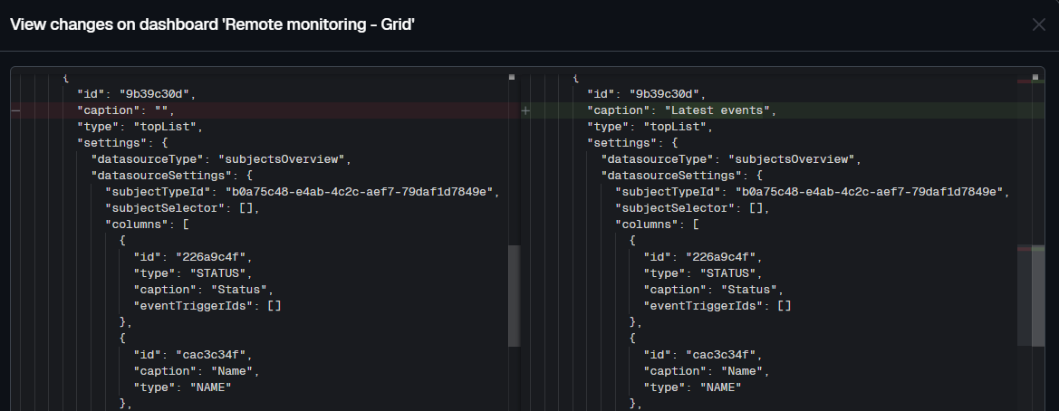 See details of the change