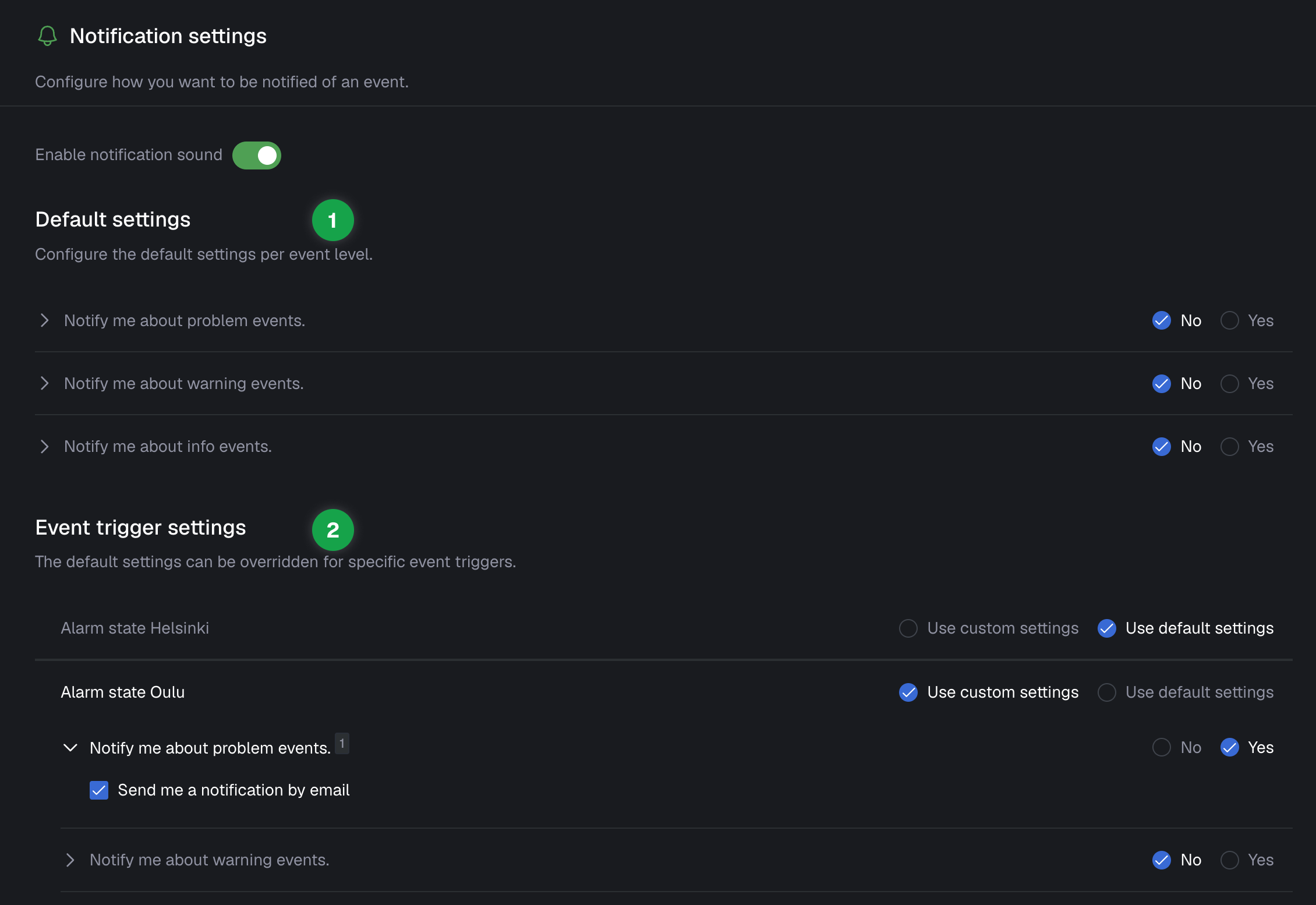 Notification settings