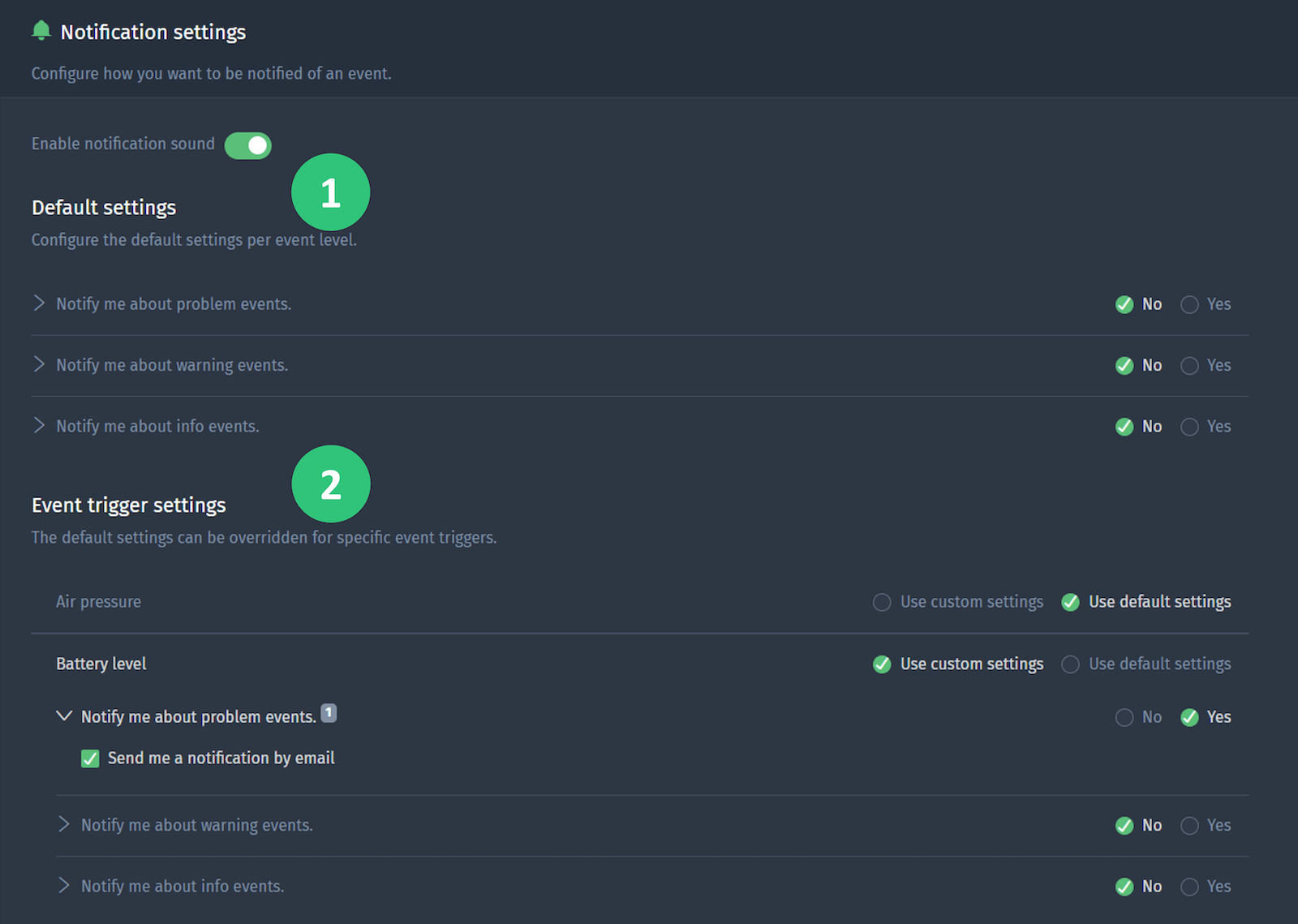 Notification settings