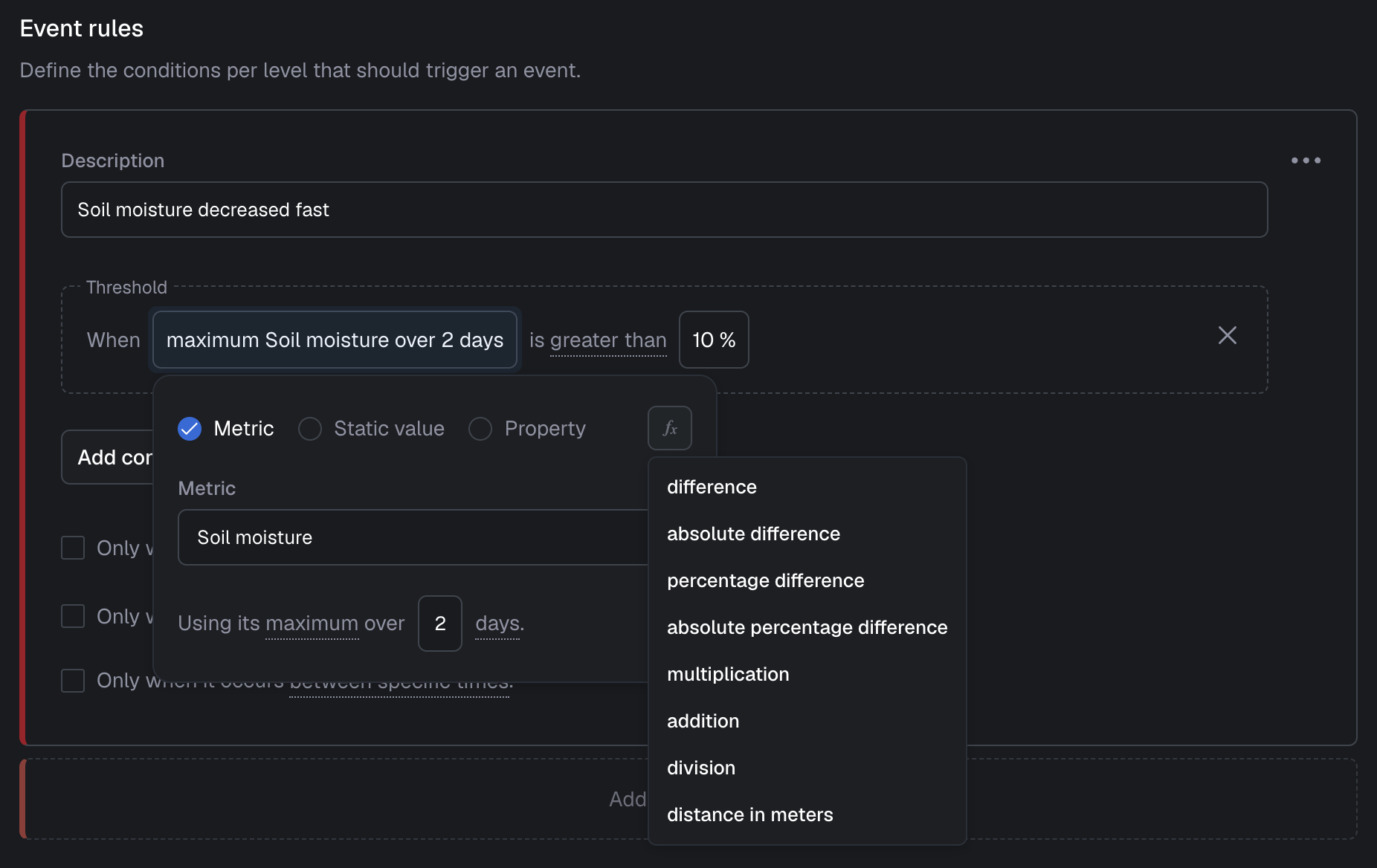 Event trigger calculations
