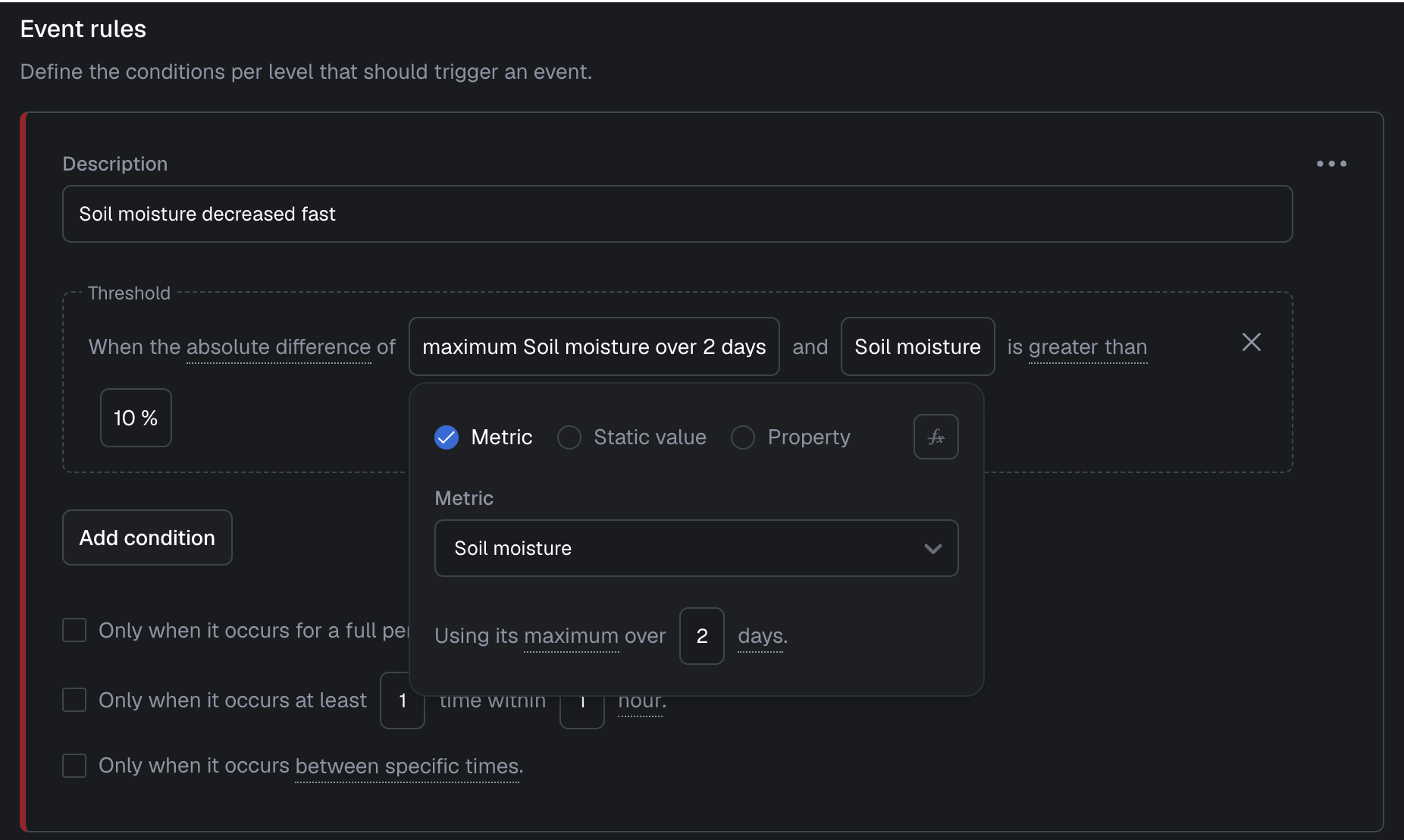 Event trigger inputs