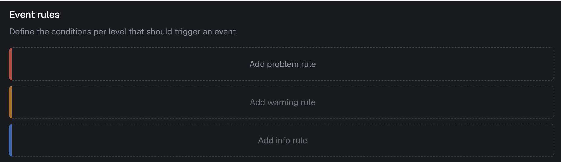 Event rules levels