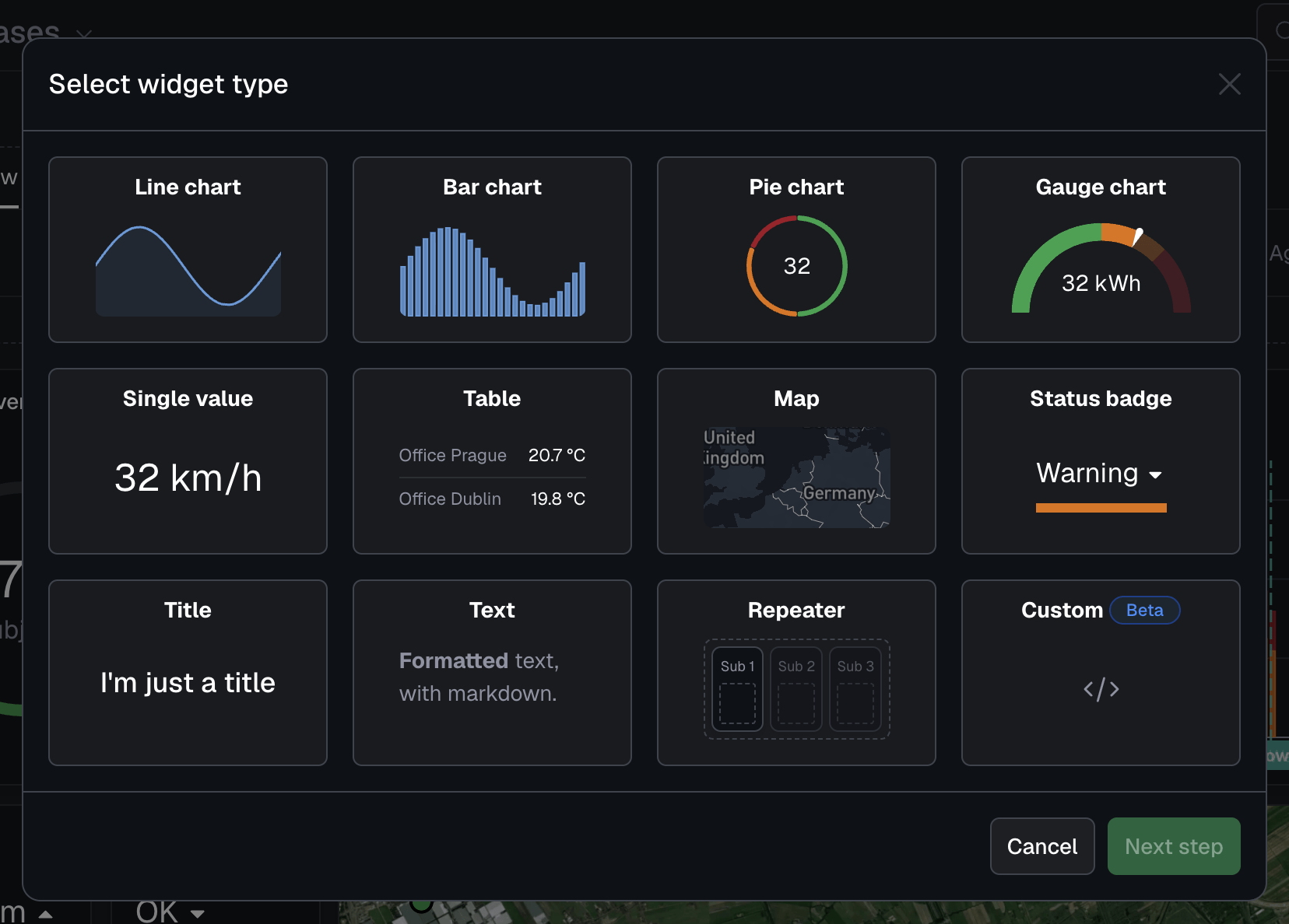 Widgets choice