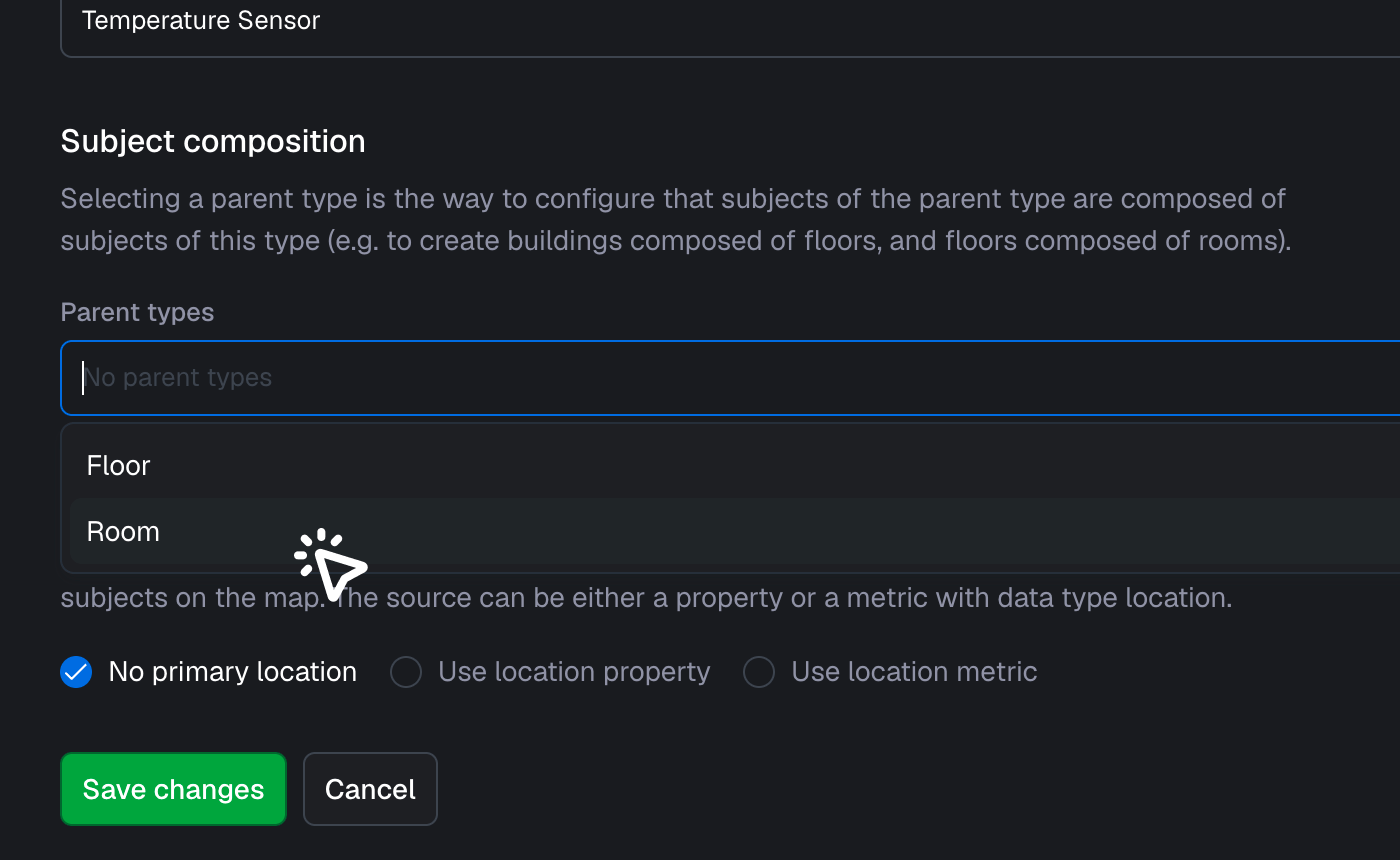 Select parent type