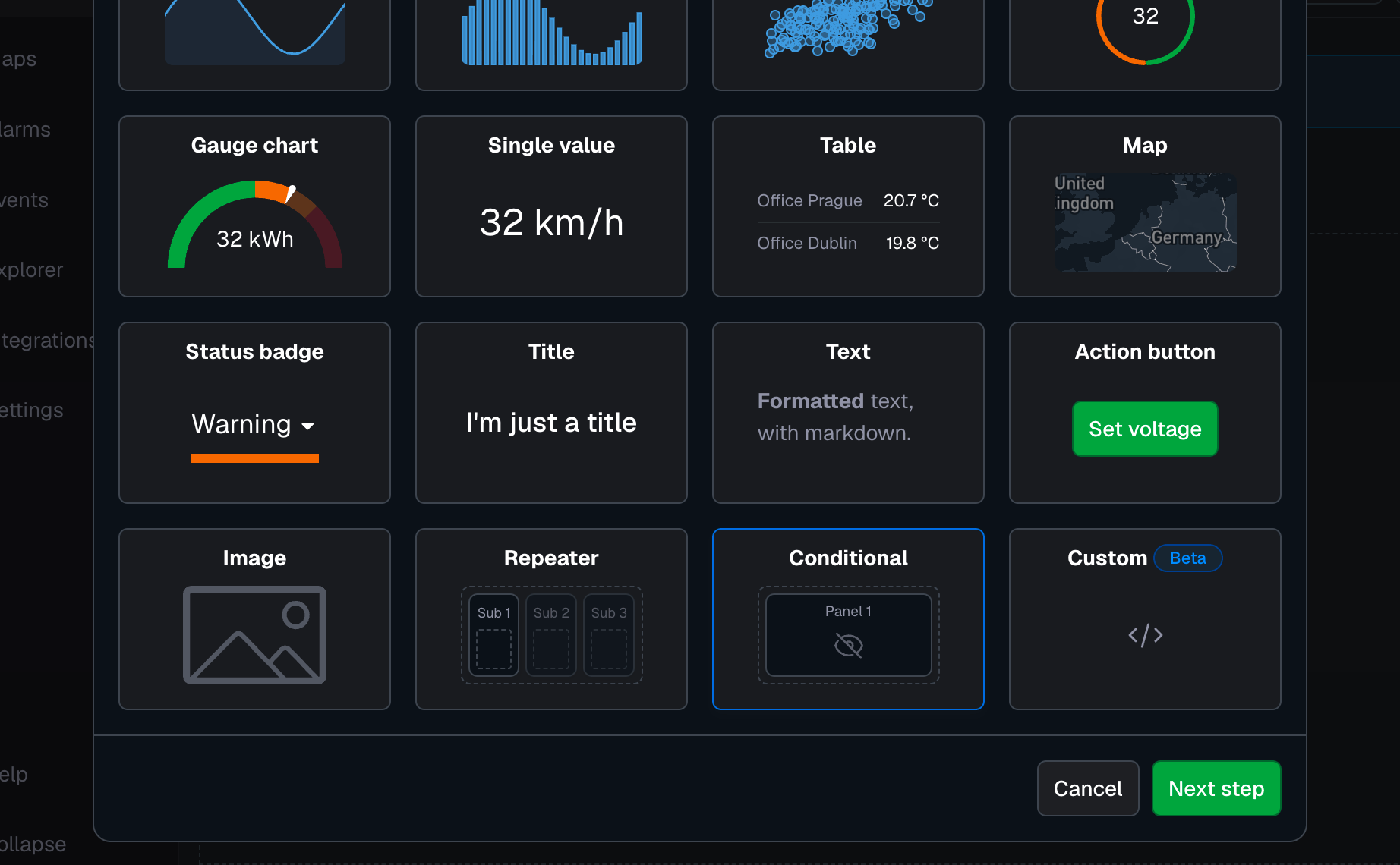 Select panel