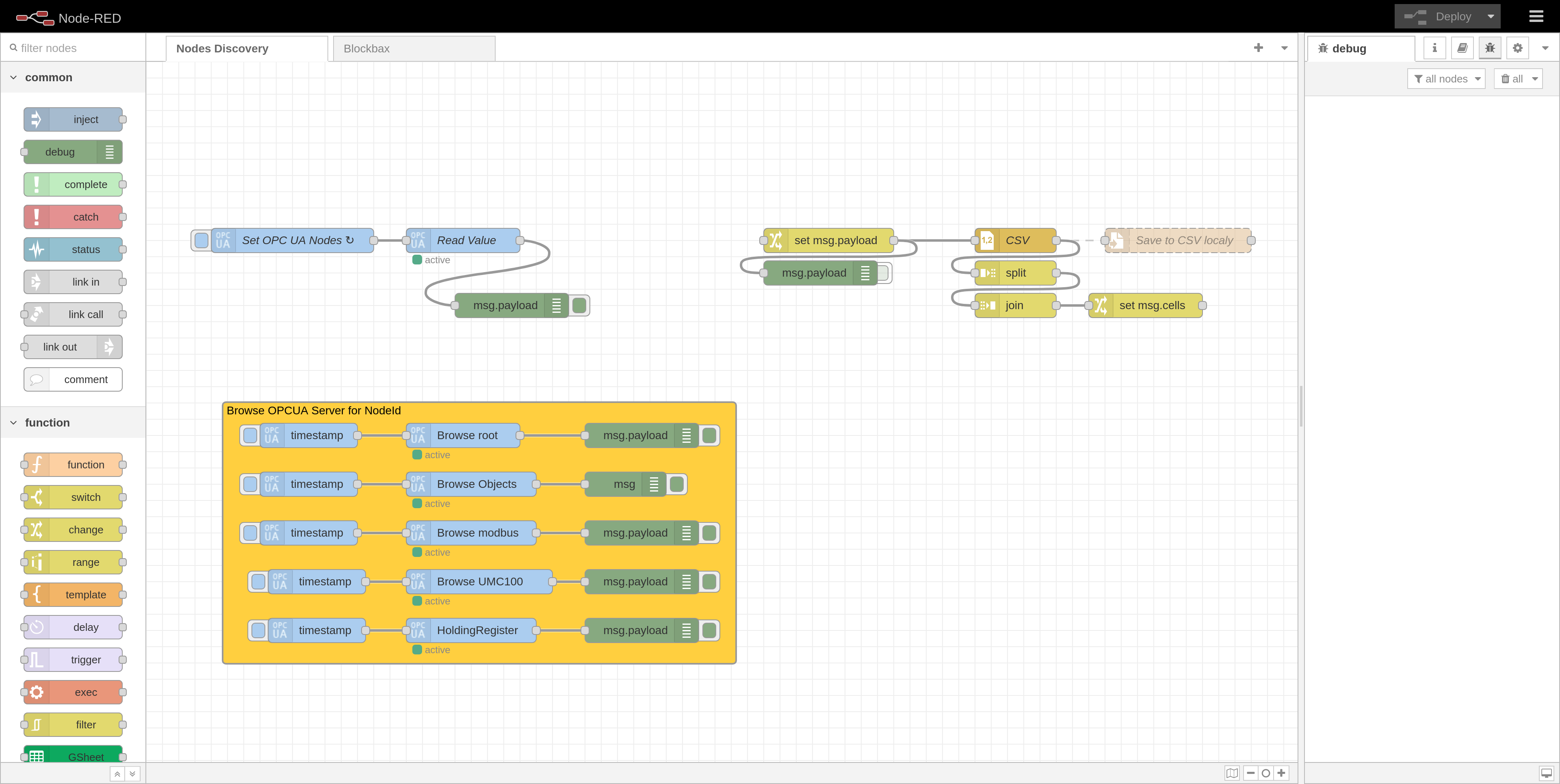 Node-RED Modbus node discovery flow