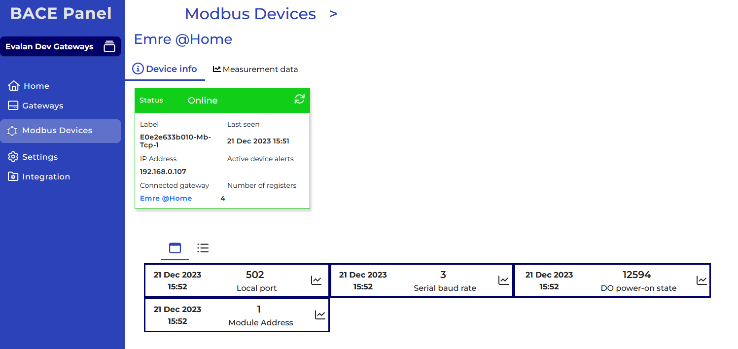 BACE modbus metrics