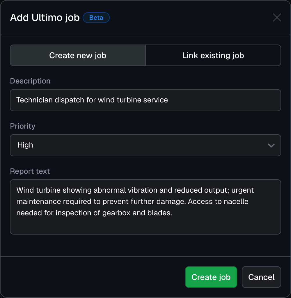 Creating an Ultimo job for an alarm