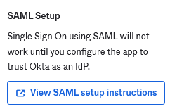 Select SAML Setup instructions