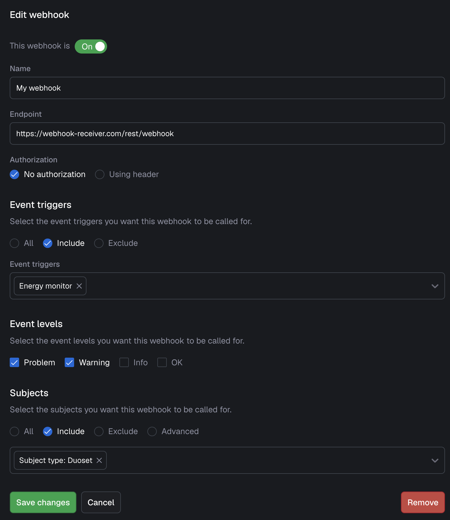 Configuring webhooks