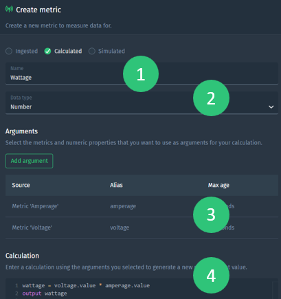 Calculated metric edit