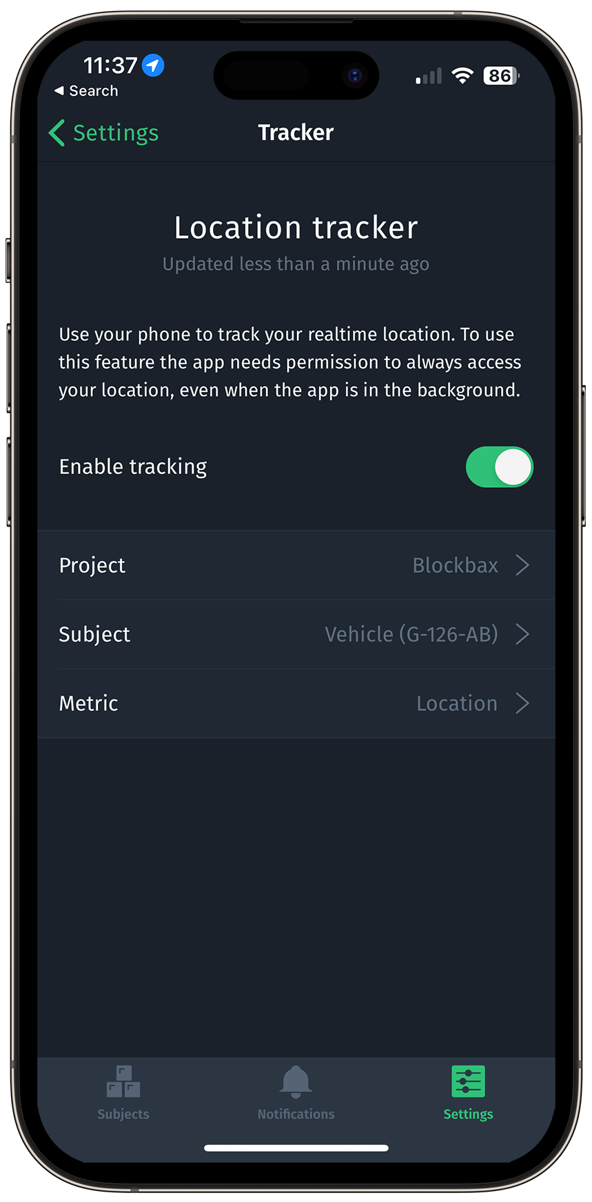 Location tracker for mobile