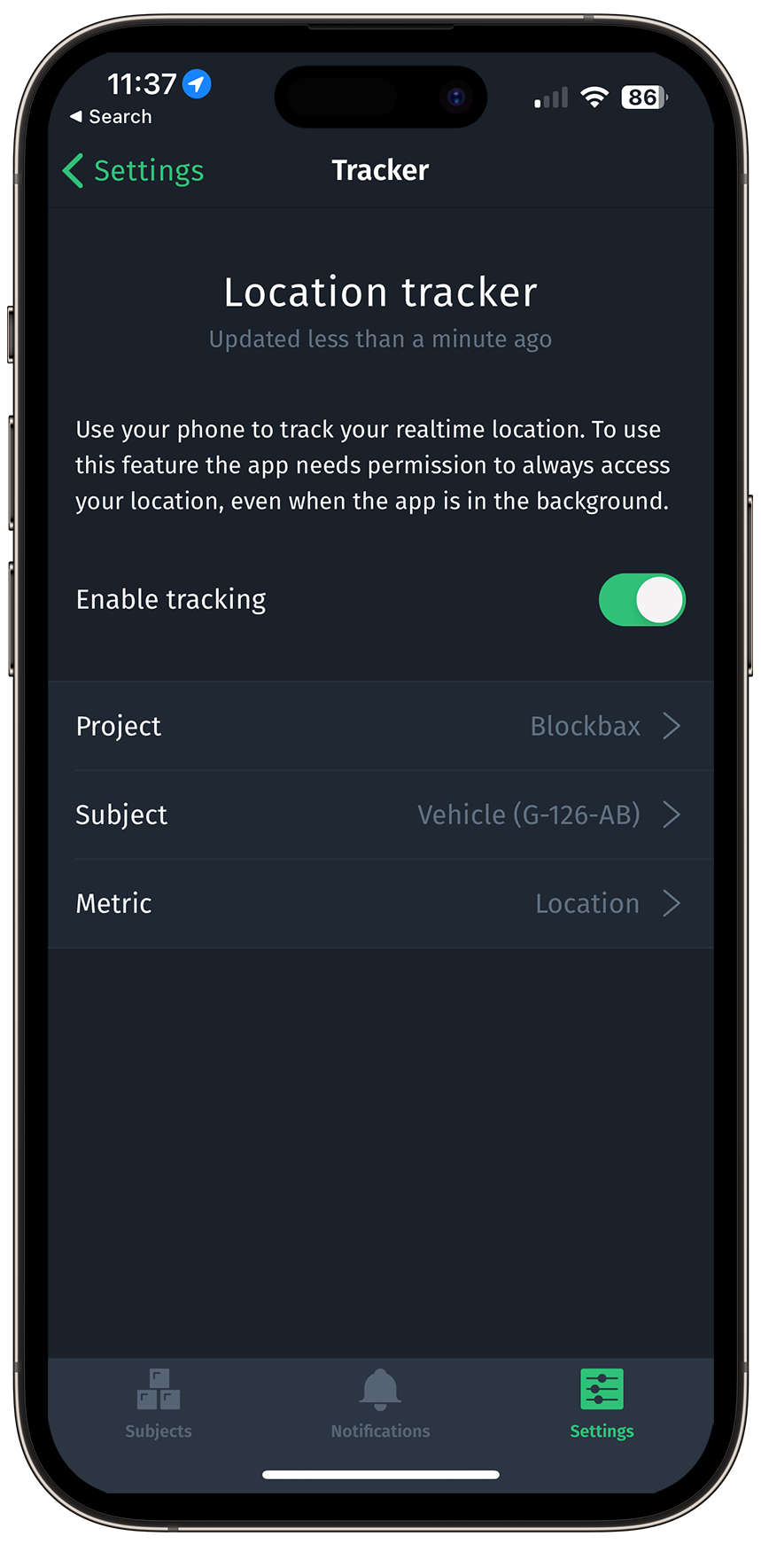 Location tracker for mobile