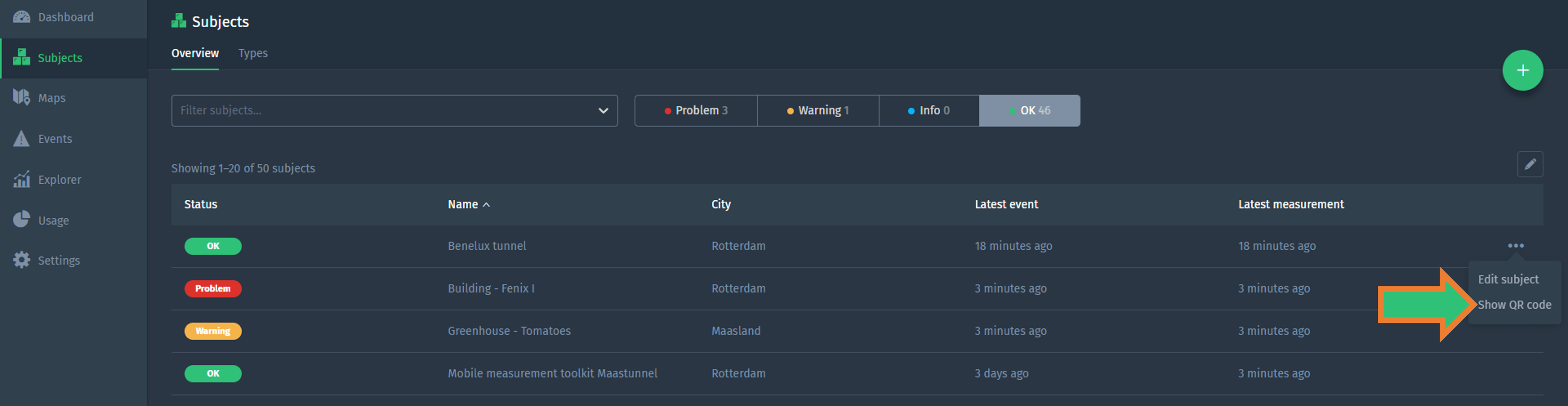 Subject QR code option