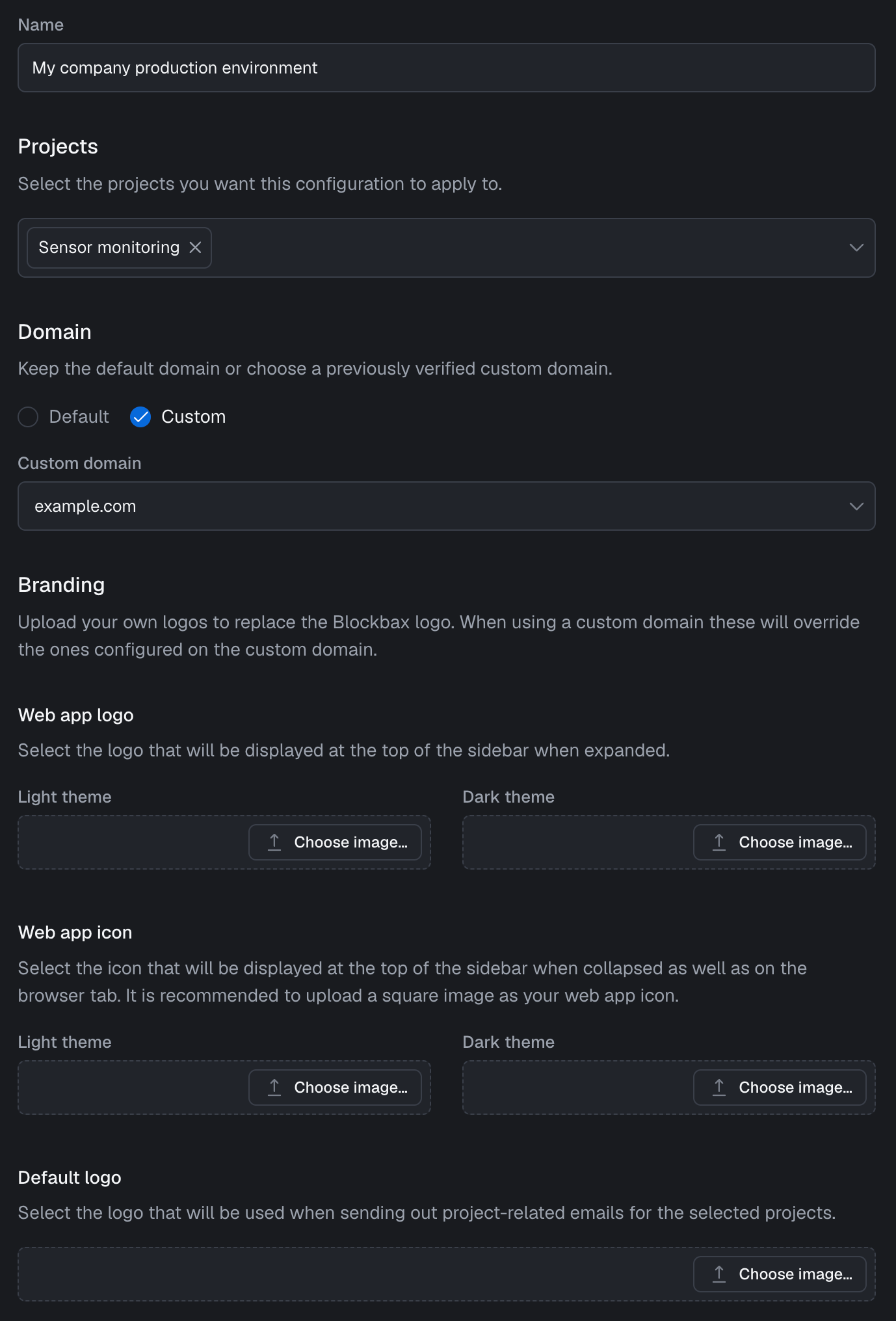 Create white labeling configuration