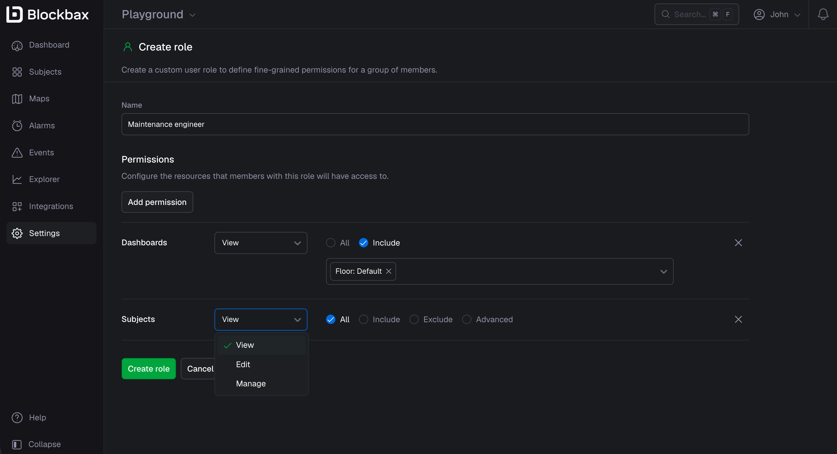 Creating custom role
