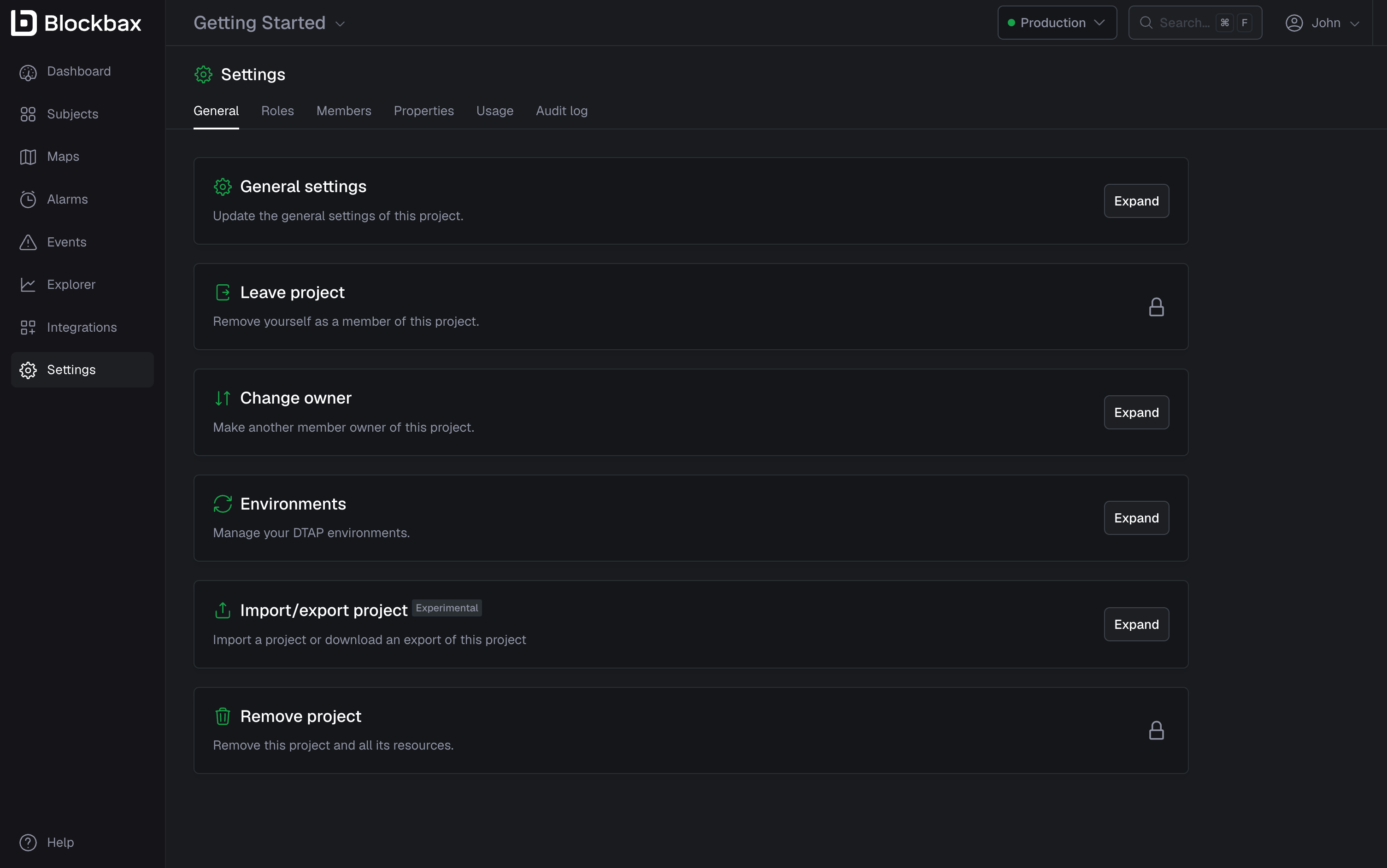 Project settings