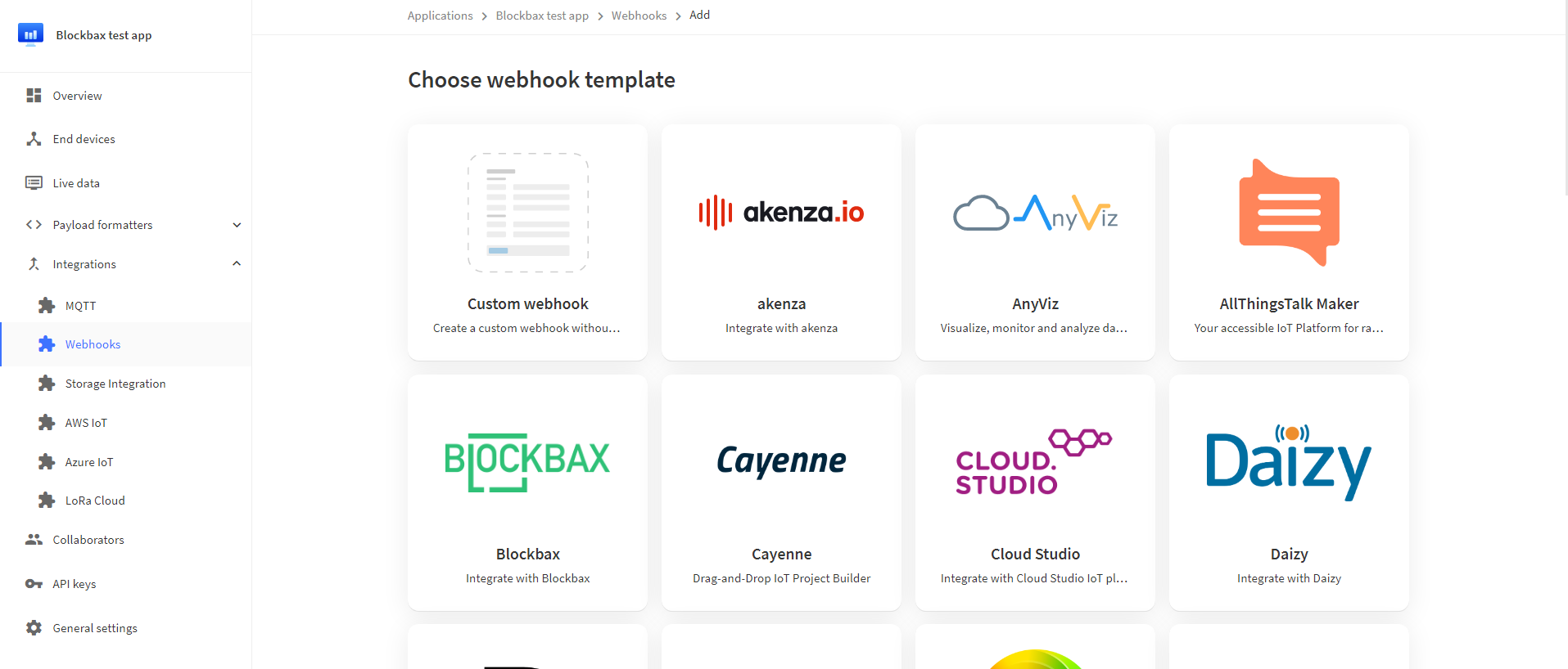Select the Blockbax tile