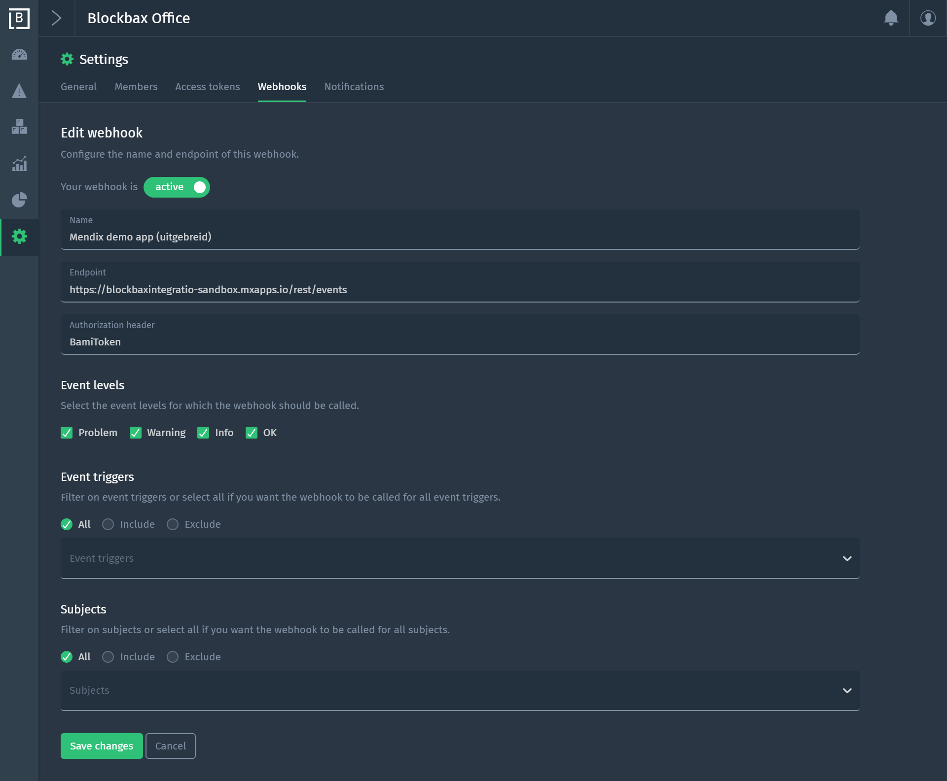 Figure 5. Webhook configuration