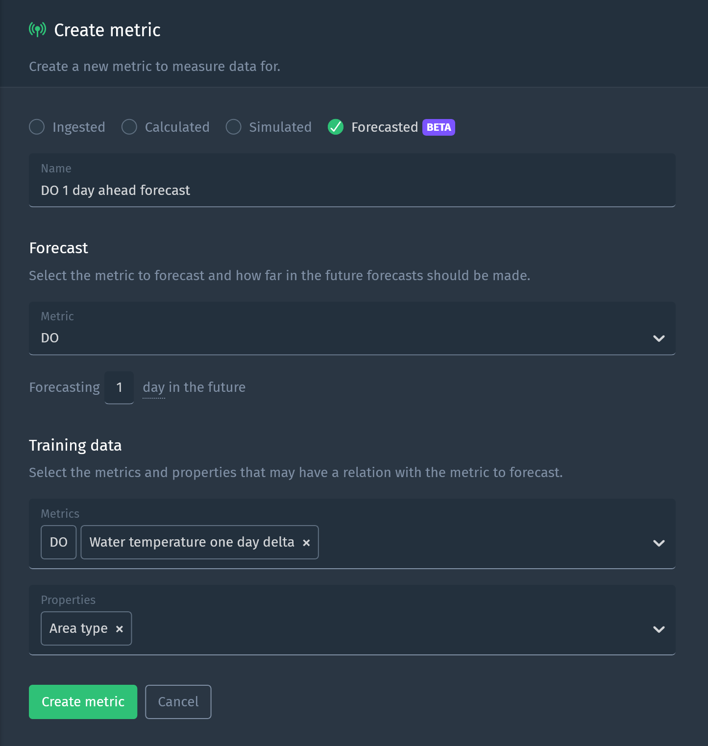 Configuration required for forecasting