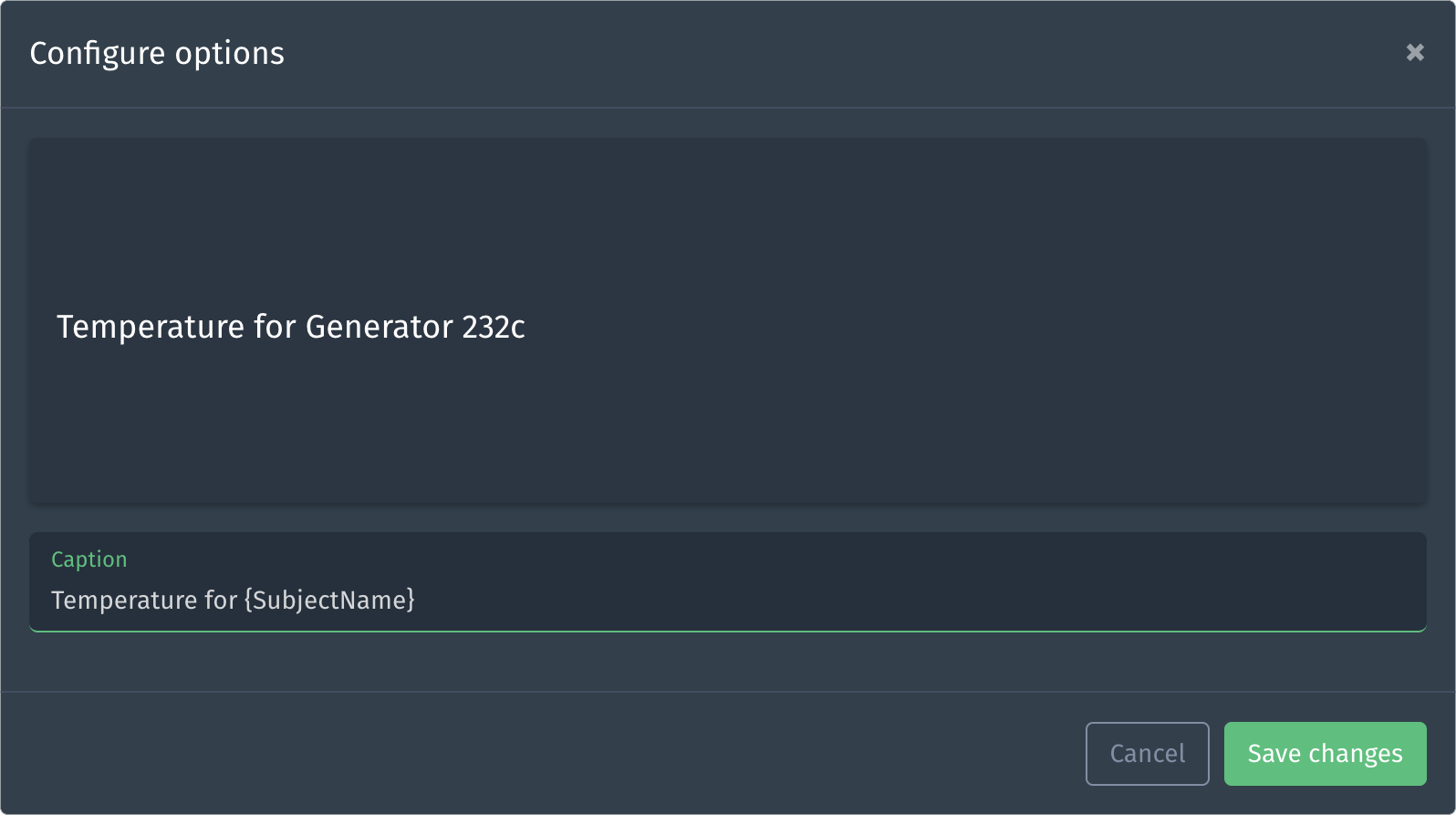 Dynamic panel caption