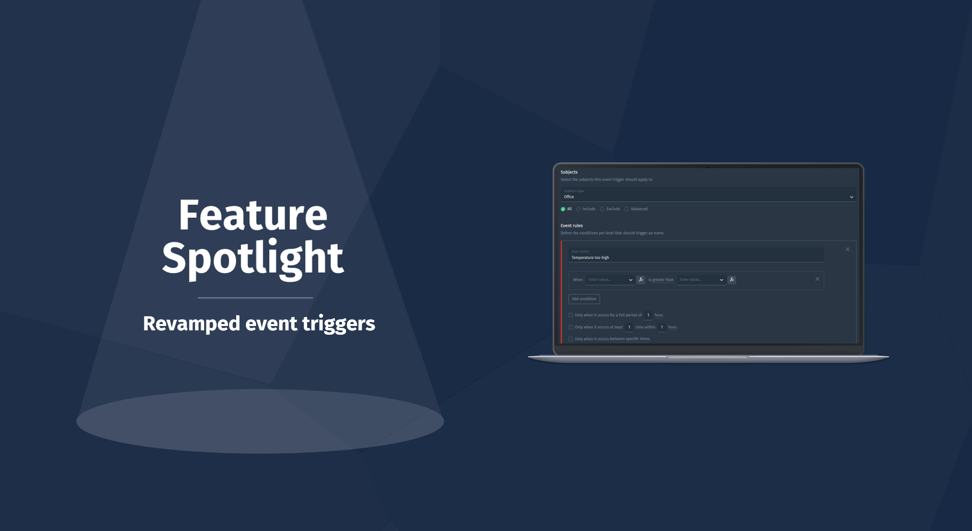 Feature spotlight event triggers