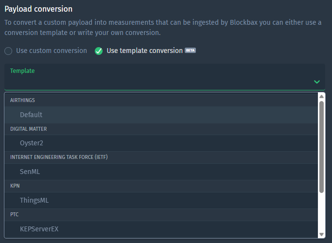 Selecting an integration template