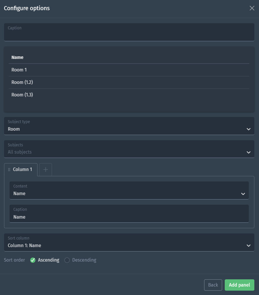 Subject overview configuration
