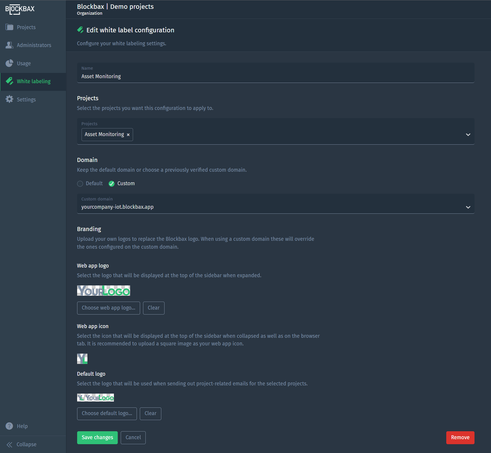 White label configuration