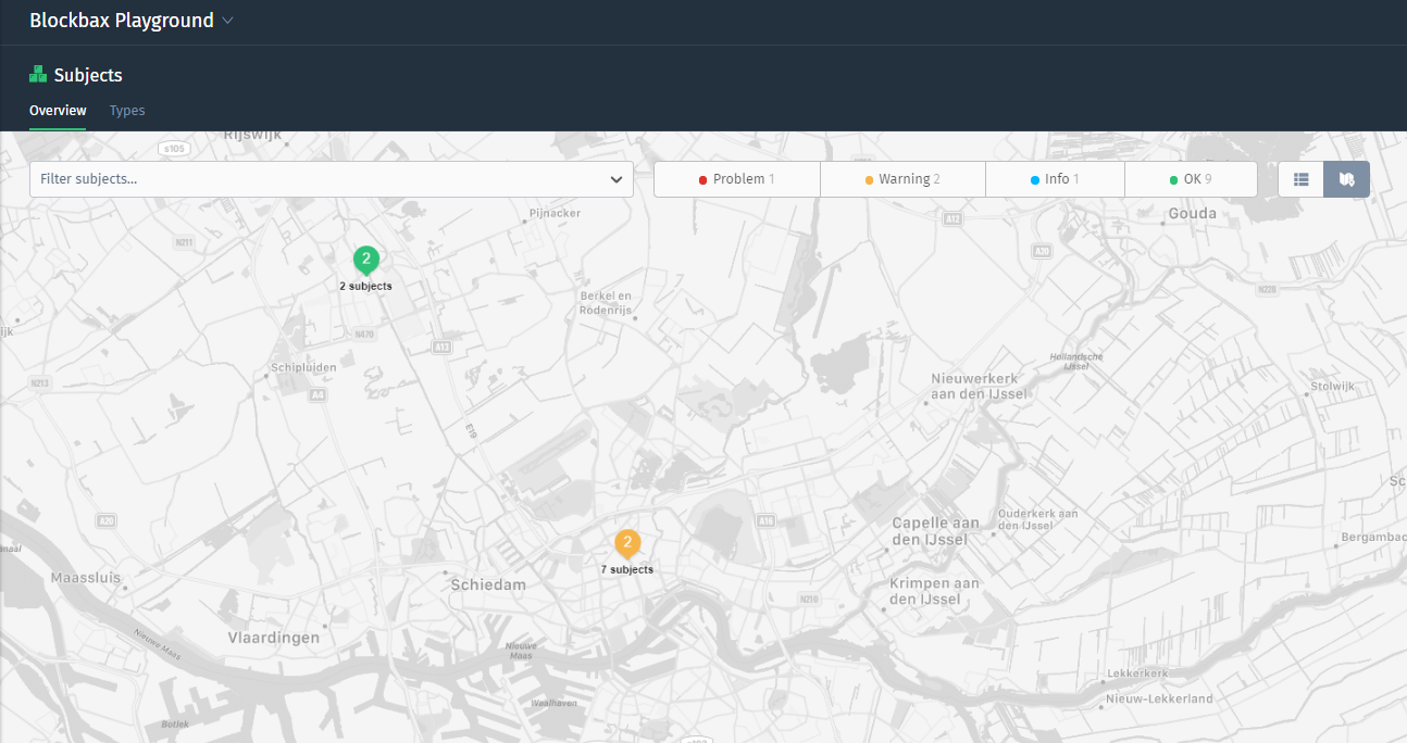 Locations on the map