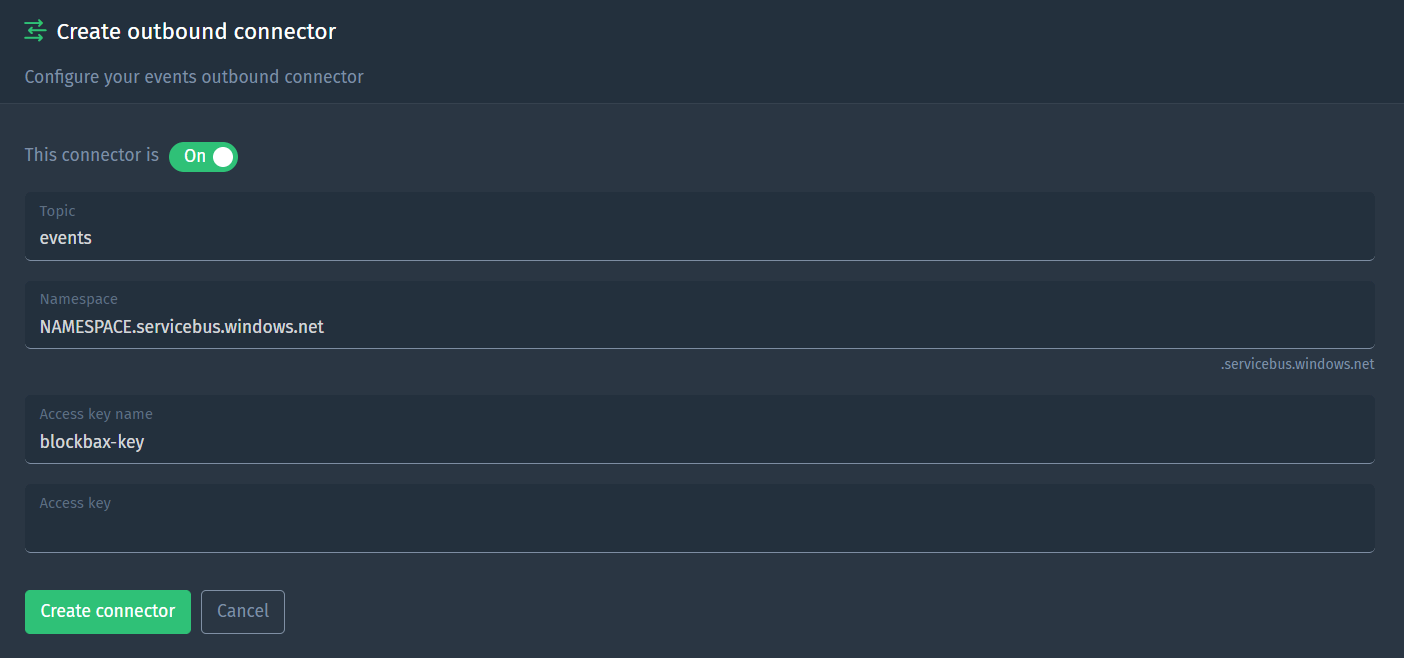 Outbound connector configuration